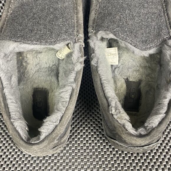 Ugg Ascot Moccasins Slippers Loafers Mens Size 10 Gray Leather Shearling Slip On main image 7